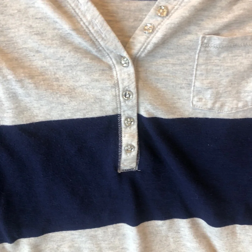 Justice Navy and Gray Buttoned Top